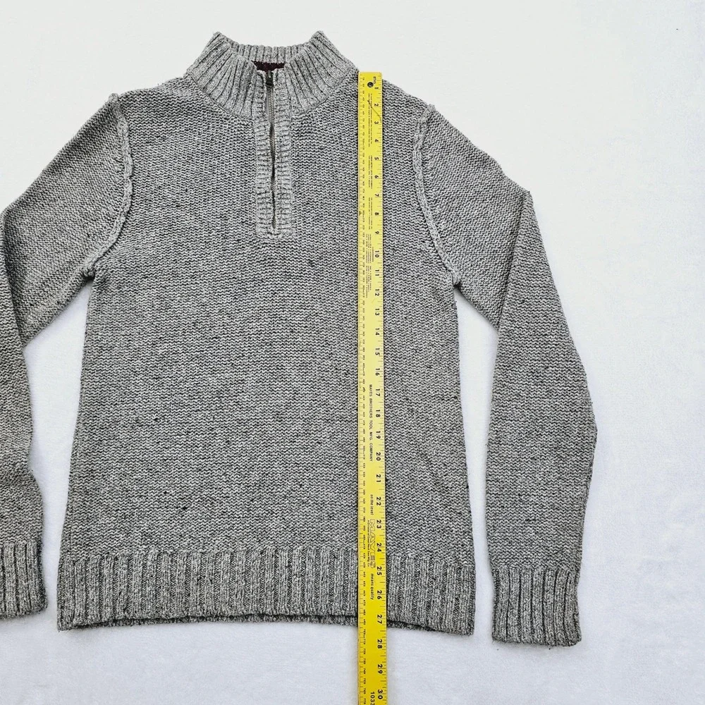7‎ Diamonds Grand Teton Sweater Mens M Gray Marled Quarter Zip Cotton Blend Knit
